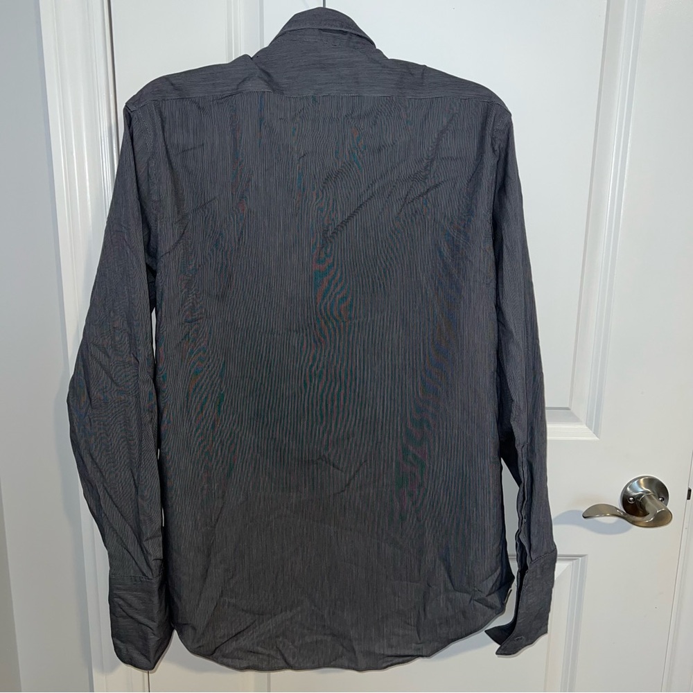 Calvin Klein Men's Charcoal Pinstripe Dress Shirt - Picture 2 of 4